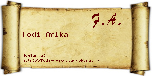 Fodi Arika névjegykártya
